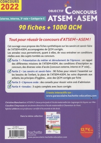 ATSEM - ASEM - 90 fiches et 1000 QCM. Externe, interne, 3e voie - Catégorie C  Edition 2022