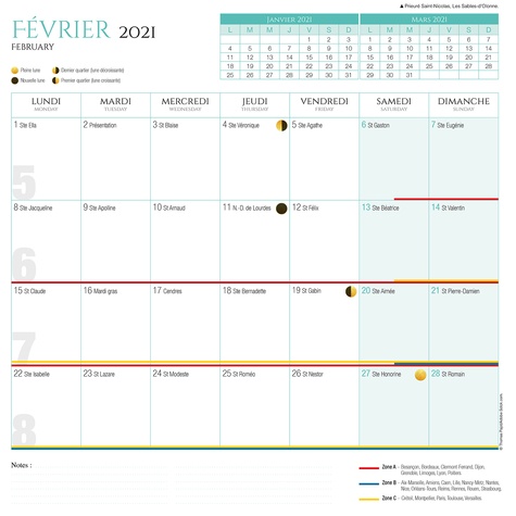 Calendrier Vendée  Edition 2021