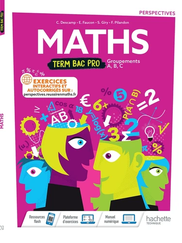 Couverture de Maths Terminale Bac Pro Groupements A, B, C Perspectives