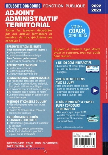Adjoint administratif territorial. Concours externe, interne et examens professionnels, Catégorie C  Edition 2022-2023