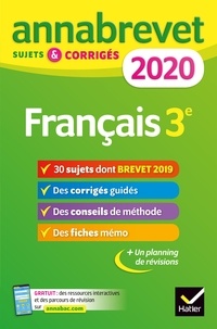 Bons livres à télécharger gratuitement Annales du brevet Annabrevet 2020 Français 3e  - 26 sujets corrigés (questions, dictée, rédaction) iBook PDB