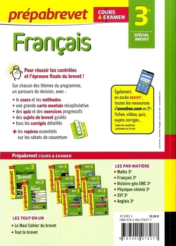 Français 3e Spécial Brevet. Cours & examen  Edition 2021