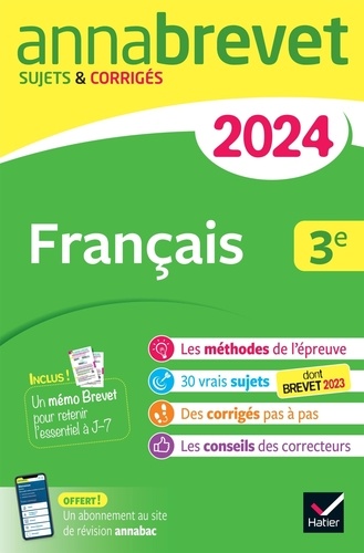 Français 3e. Sujets & corrigés  Edition 2024