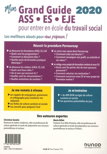 ASS - ES - EJE pour entrer en école du travail social. Réussir la procédure parcoursup, remise à niveau - Entraînement  Edition 2020