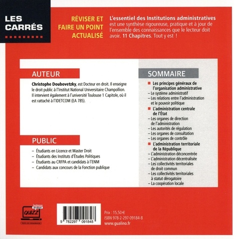 L Essentiel Des Institutions Administratives De Christophe Doubovetzky Grand Format Livre Decitre