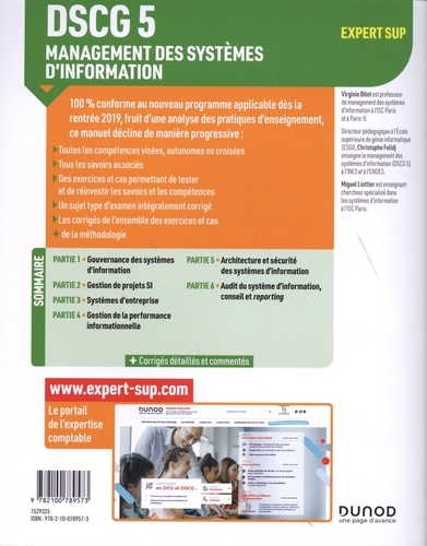 DSCG 5 management des systèmes d'information. Manuel  Edition 2019-2020