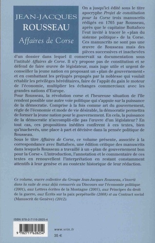 Jean-Jacques Rousseau. Affaires de Corse