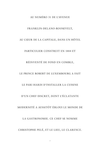 Christophe Pelé - Le Clarence. Livre de cuisine