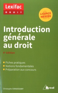 Livres audio gratuits télécharger des torrents Introduction générale au droit (French Edition) 9782749539089 par Christophe Sinnassamy