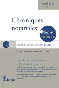 Yves-Henri Leleu - Chroniques notariales - Volume 57 - Avril 2013.