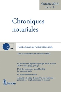 Yves-Henri Leleu - Chroniques notariales - Volume 58 - Novembre 2013.