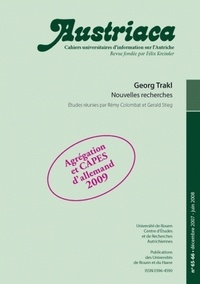 Rémy Colombat et Gerald Stieg - Austriaca N° 65-66, Décembre 2 : Georg Trakl - Nouvelles recherches.