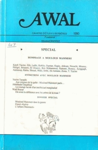  MSH - Awal N° 6-7,1990 : Spécial hommage à Mouloud Mammeri.