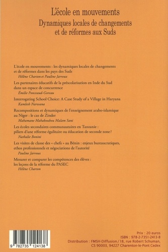 Cahiers de la recherche sur l'éducation et les savoirs Hors-série N° 5 L'école en mouvements. Dynamiques locales de changements et de réformes aux Suds