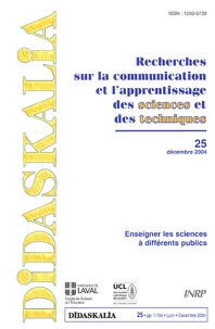 Joël Lebeaume - Didaskalia N° 25, Décembre 2004 : Enseigner les sciences à différents publics.