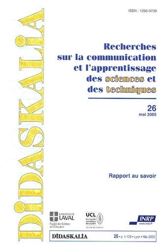 Didaskalia N° 26, mai 2005 Rapport au savoir