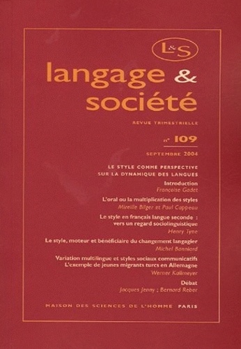 Françoise Gadet et Mireille Bilger - Langage & société N° 109, Septembre 20 : .