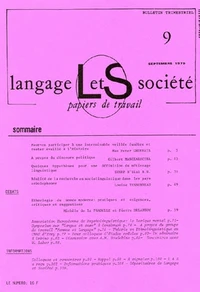 Langage & société N° 9, Septembre 1979