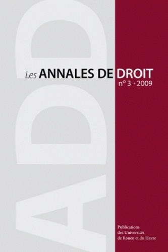 Abdelwahab Biad - Les Annales du droit N° 3/2009 : .