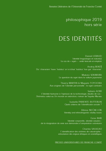 Daniel Lebaud et Thierry Martin - Philosophique Hors-série - 2019 : Des identités.