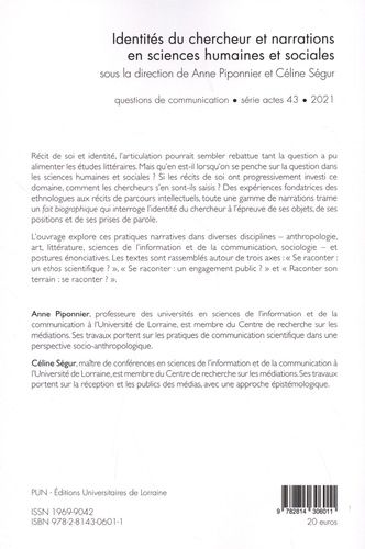 Questions de communication Actes N° 43/2021 Identités du chercheur et narrations en sciences humaines et sociales