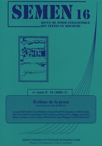 Eric Bordas - Semen N° 16/2002-1 : Rythme de la prose.