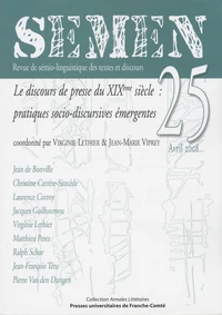 Le discours de presse du XIXe siècle : pratiques socio-discursives émergentes