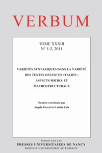 Variétés syntaxiques dans la variété des textes online en italien : aspects micro- et macrostructuraux