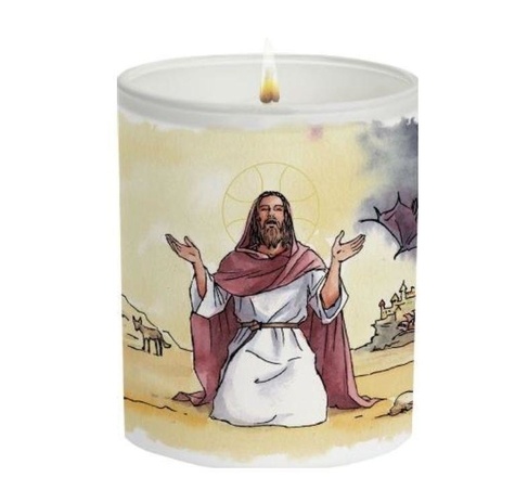  Ciergerie du Sud-Est Edition - Bougie parfumée pour le carême, Jésus au désert petit page.