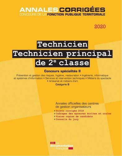 Technicien, Technicien principal de 2e classe Concours spécialités 2  Edition 2020