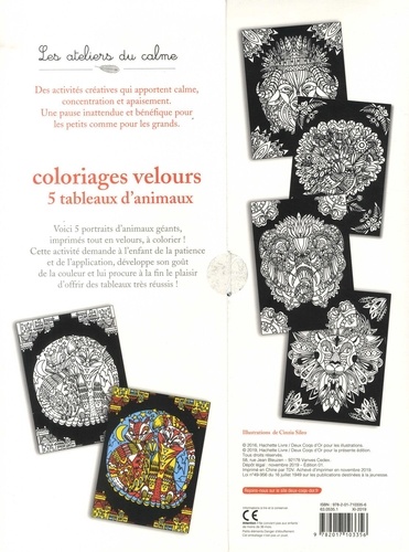Coloriages velours. 5 tableaux d'animaux