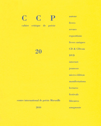 Jean Daive - Cahier critique de poésie N° 20/2009/2 : Charles Olson, Black Mountain College.
