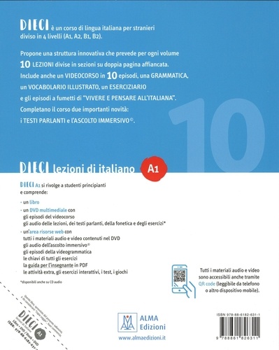 DIECI A1. Lezioni di italiano. Corso di lingua italiana per stranieri  avec 1 DVD-Rom