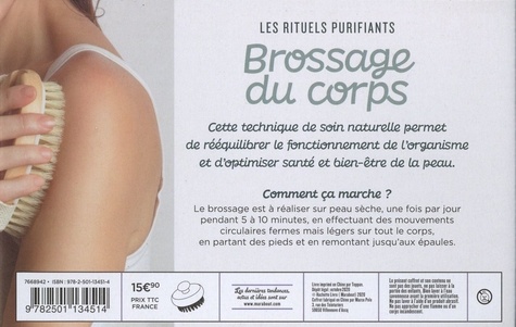 Coffret Les rutuels purifiants : Brossage du corps. Le livre Rituels naturo pour prendre soin de sa peau avec 1 brosse