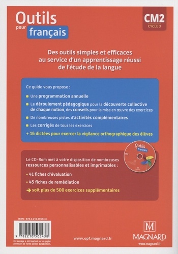 Outils pour le français CM2 cycle 3. Guide pédagogique papier + Banque de ressources à télécharger  Edition 2019