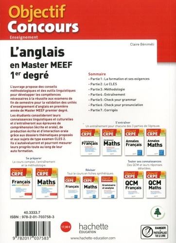 L'anglais en Master MEEF 1er degré. Exigences du niveau B2 du CECRL  Edition 2020