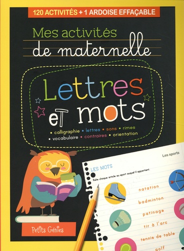 Claire Chabot - Lettres et mots - 120 activités + 1 ardoise effaçable.