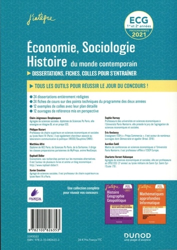 Economie, Sociologie, Histoire du monde contemporain ECG 1re et 2e années. Dissertations, fiches, colles pour s'entraîner  Edition 2021