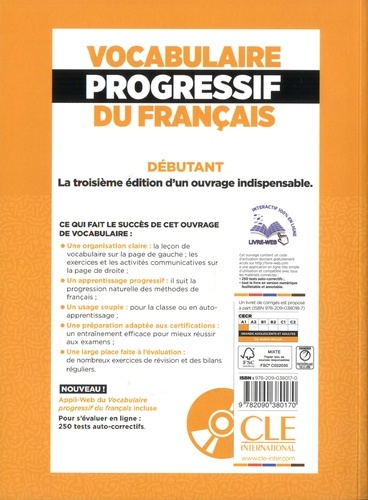 Vocabulaire progressif du français. A1 débutant 3e édition -  avec 1 CD audio