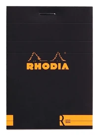 Bloc agrafé rhodia le r n°11 a7 - 7,2x10,5 cm - 70 feuillets détachables  lignés 90g - noir