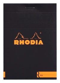 Bloc agrafé rhodia le r n°12 - 8,5x12 cm - 70 feuillets détachables lignés 90g - noir