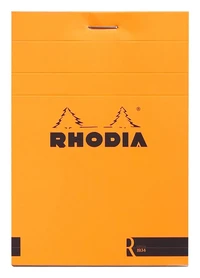 Bloc agrafé rhodia le r n°12 - 8,5x12 cm - 70 feuillets détachables lignés 90g - orange