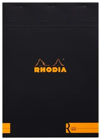 Bloc agrafé rhodia le r n°18 a4 - 21x29,7 cm - 70 feuillets détachables lignés 90g - noir