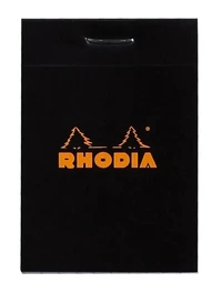 Bloc agrafé Rhodia n°10 A8 - 5,2x7,5 cm - 80 feuillets détachables petits carreaux 5x5 80g - Noir