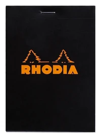 Bloc agrafé rhodia n°12 - 8,5x12 cm - 80 feuillets détachables petits carreaux 5x5 80g - noir