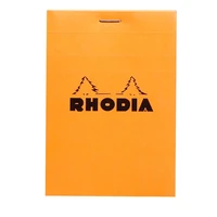 Bloc agrafé rhodia n°12 - 8,5x12 cm - 80 feuillets détachables petits carreaux 5x5 80g - orange