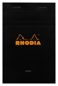 Bloc agrafé rhodia n°14 - 11x17 cm - 80 feuillets détachables lignés 80g - noir