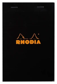 Bloc agrafé rhodia n°14 - 11x17 cm - 80 feuillets détachables petits carreaux 5x5 80g - noir