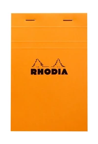 Bloc agrafé rhodia n°14 - 11x17 cm - 80 feuillets détachables petits carreaux 5x5 80g - orange