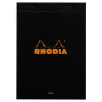Bloc agrafé rhodia n°16 a5 - 14,8x21 cm - 80 feuillets détachables lignés avec marge 80g - noir